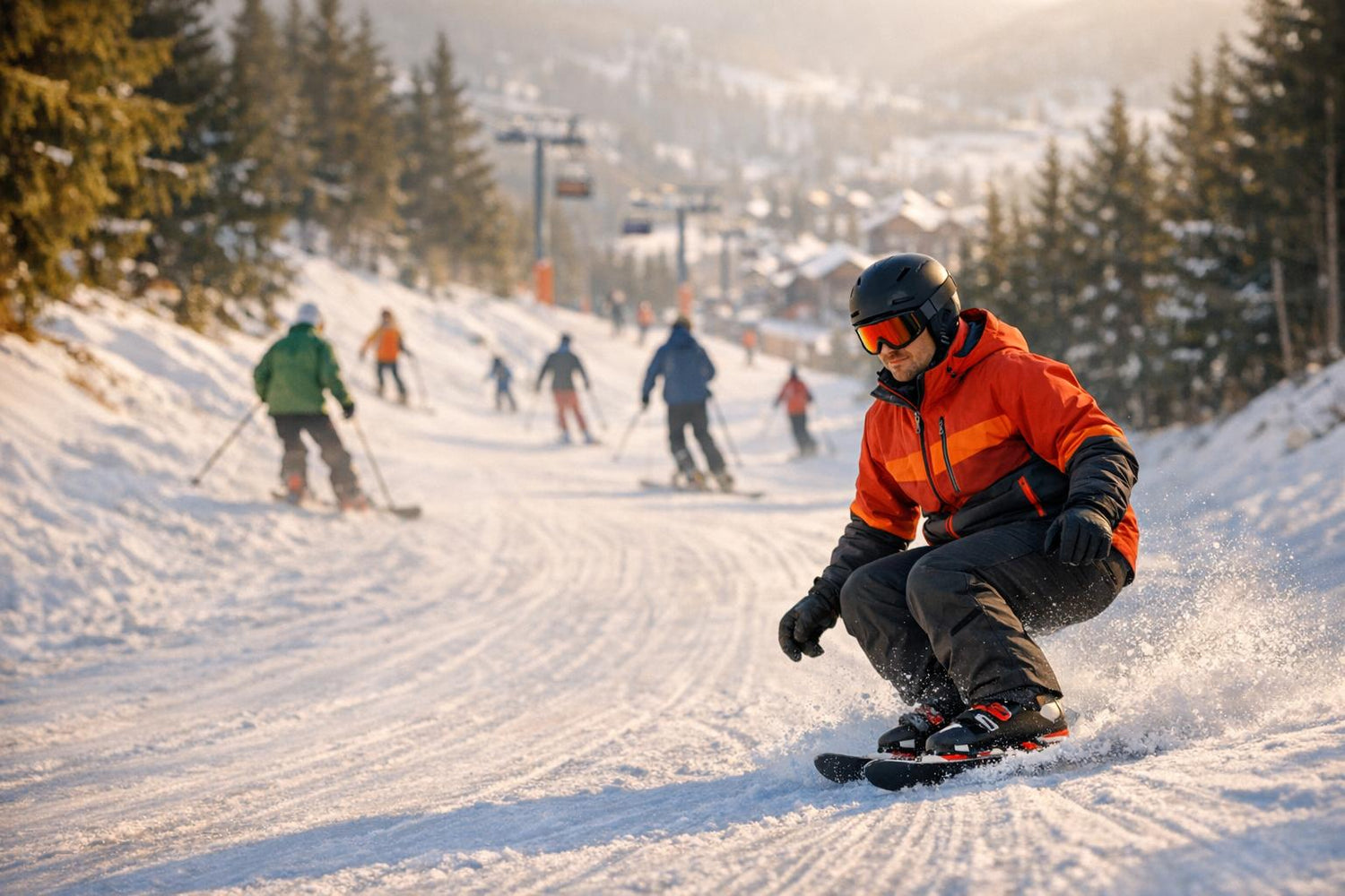 Skiskating on Narrow Slopes and Busy Resorts