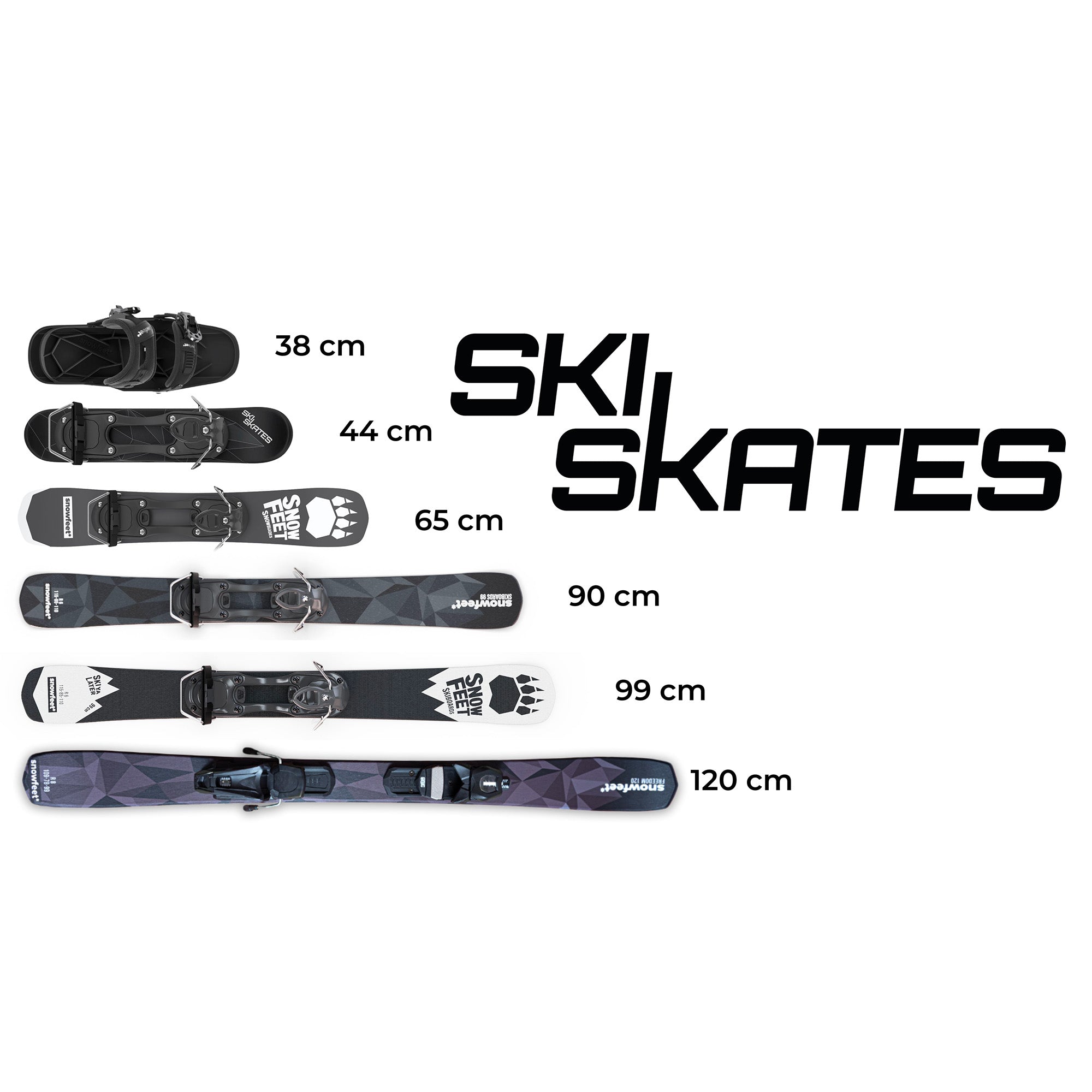 Short mini skis for snow | Snow feet | 65 cm (WHITE Short mini skis for snow | Snow feet | 65 cm (WHITE