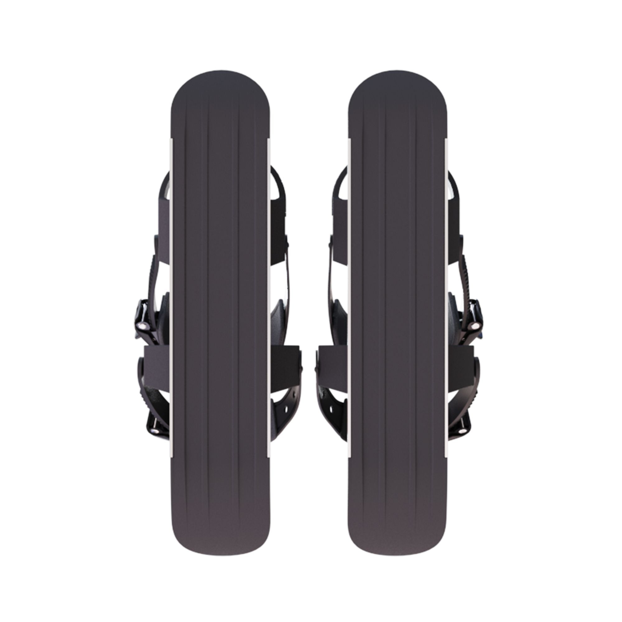 Pair of black bicycle fenders on a white background