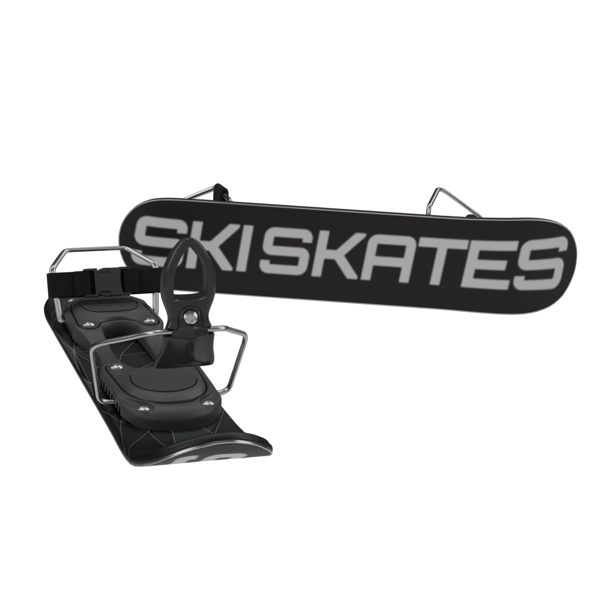 Pair of black mini skis on a white background