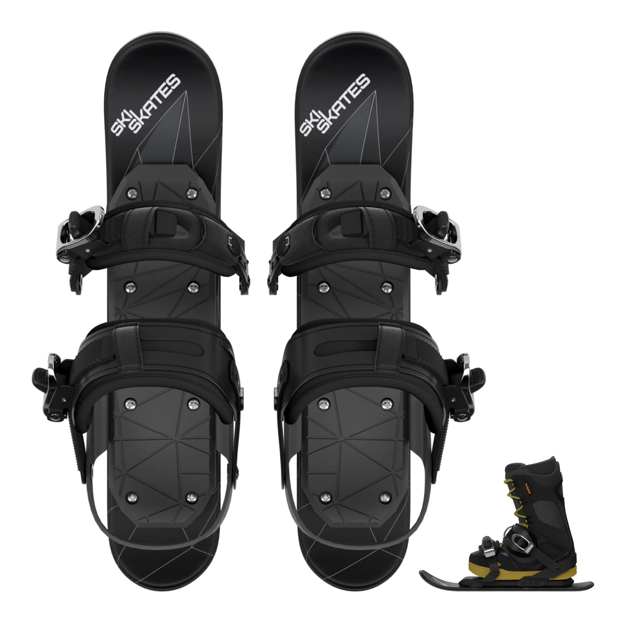 skiskates mini ski skates for snow snowskates short skis ski skates snowfeet miniski shortski skating ski for ski boots and for snowboard boots