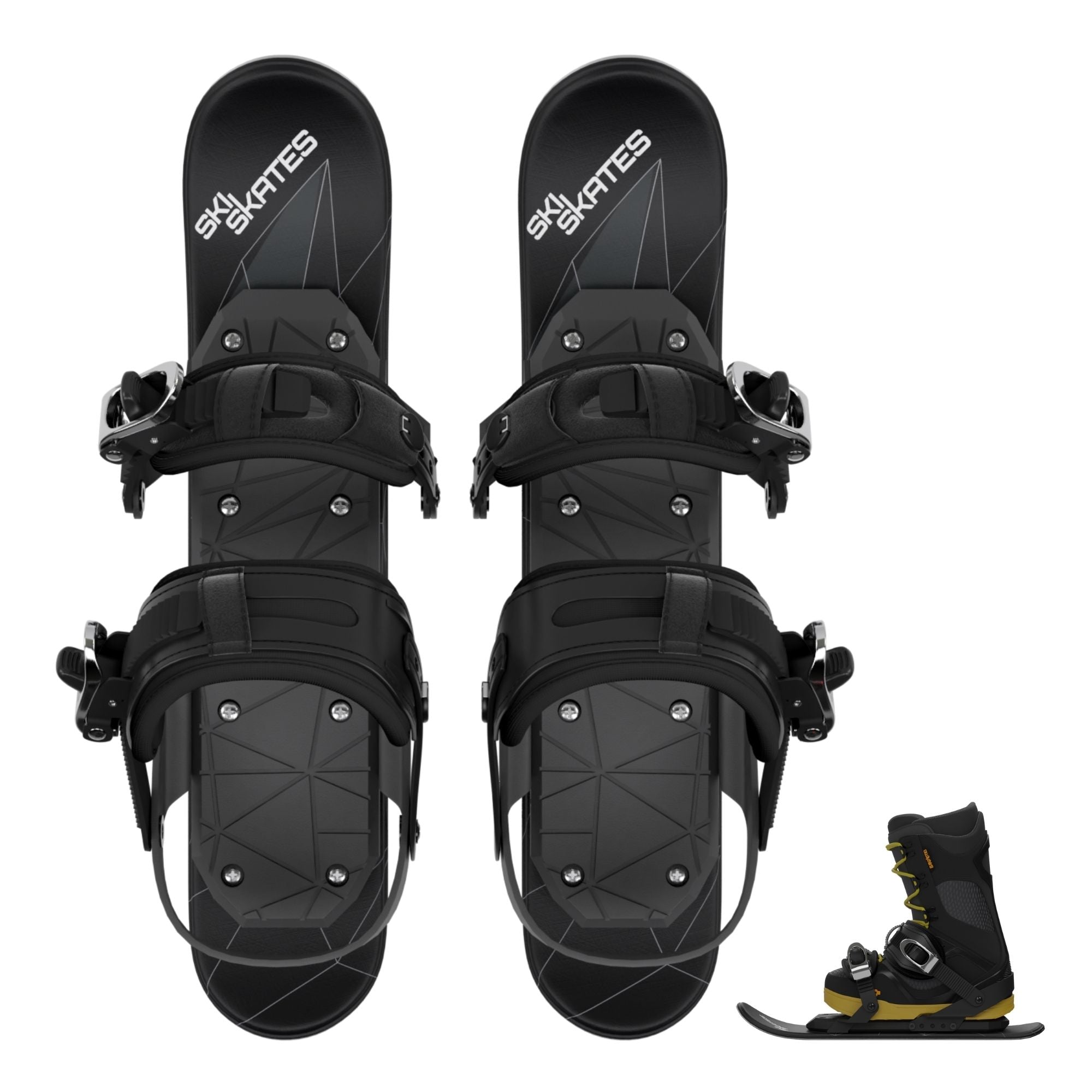 Upgraded Version Adjustable Mini Ski Skates Short Ski Boots Snowboards  Outdoor Skiing Accessories - Free Size Wholesale