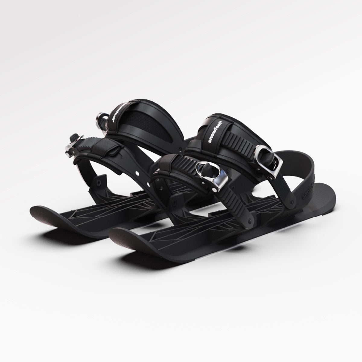 Black snowshoes on a white background