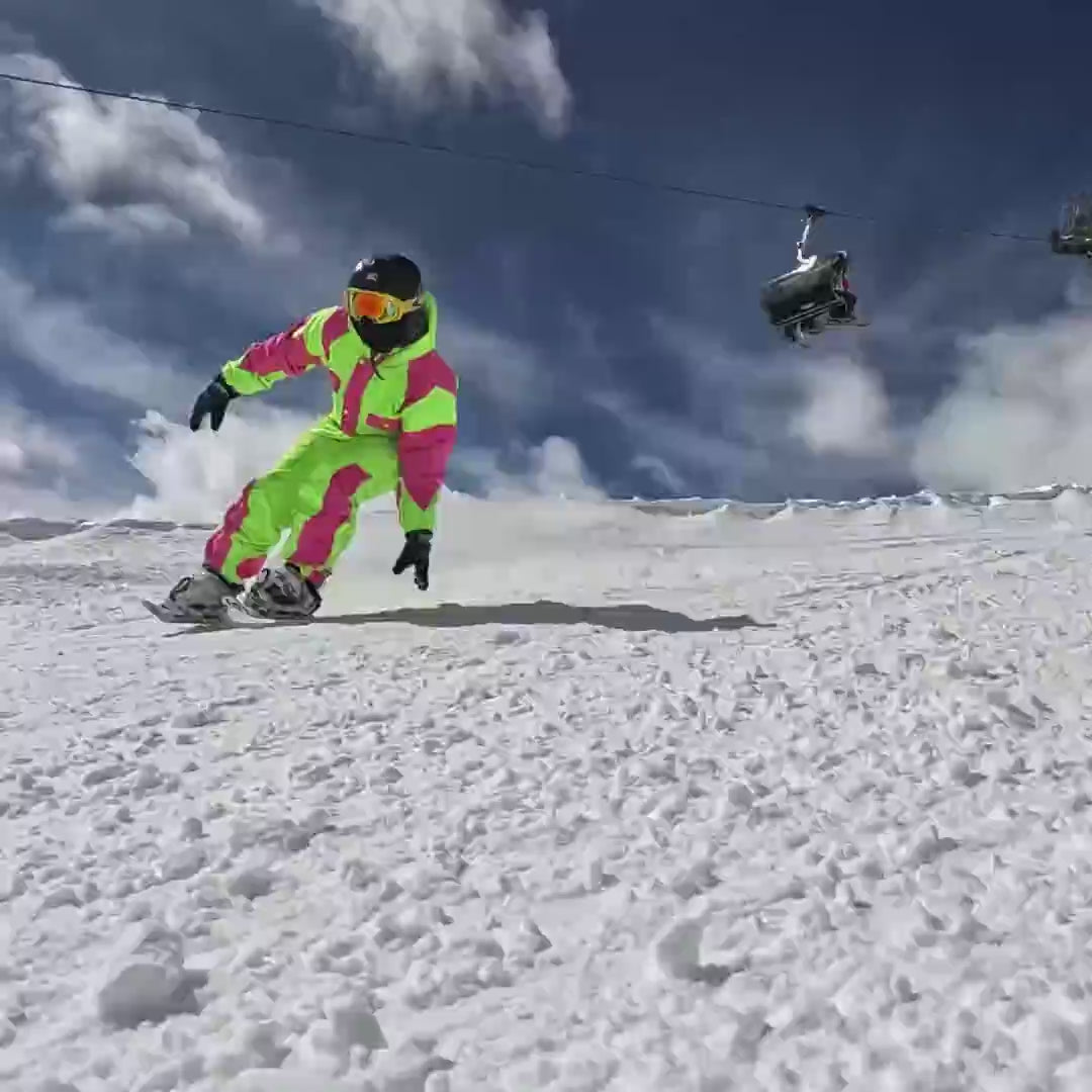 mini skis on slopes in action video
